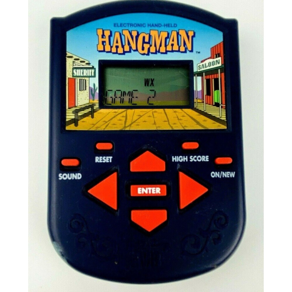 HANGMAN Vintage Electronic Handheld Game 1995 Milton Bradley Tested Works Words